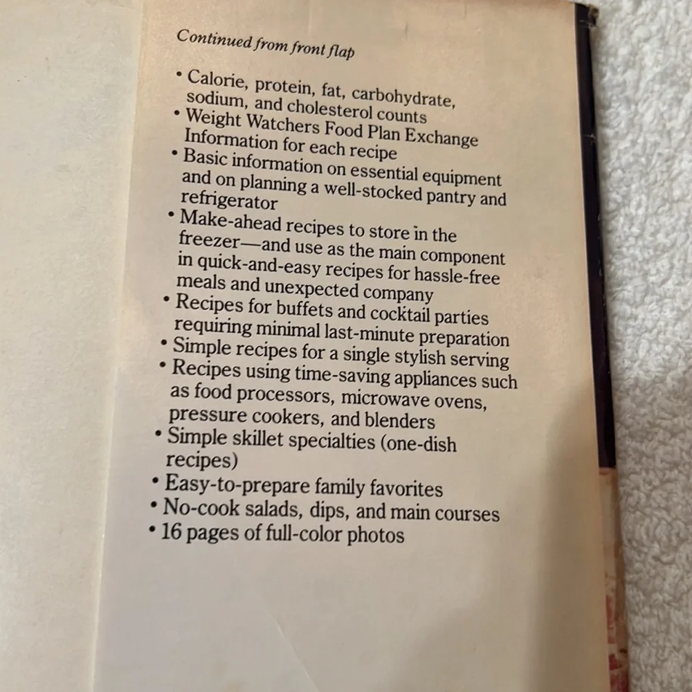WEIGHT WATCHERS FAST & FABULOUS COOKBOOK 1983 HARDCOVER W DUST COVER COOKBOOK